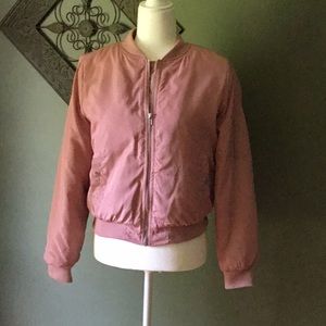 Mauve quilted baseball style jacket